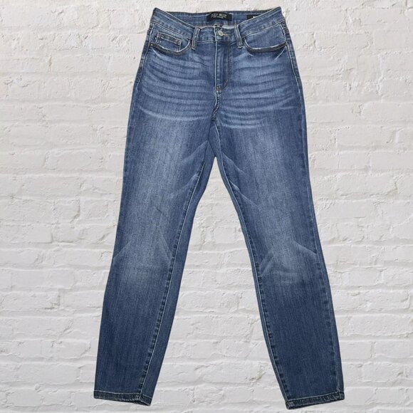 Judy Blue Jeans Womens 25x28 Blue Slim Fit Denim Mid Rise Medium Wash Stretch - Picture 1 of 11
